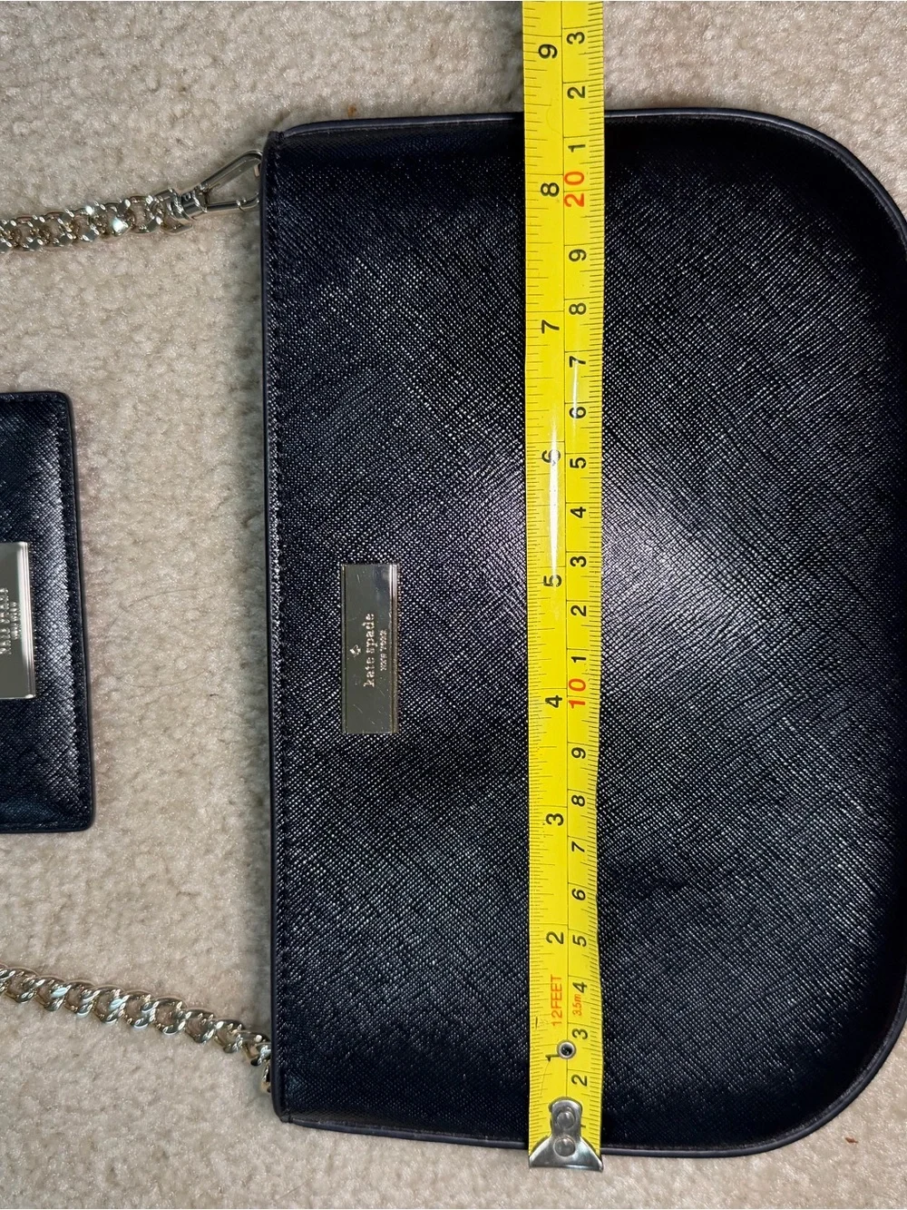 Kate Spade NY Kenzie Lilly Pochette chain straps matching card holder black